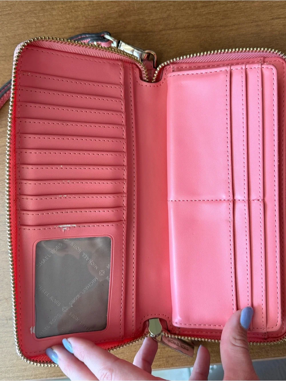 Michael Kors Pink Leather Zip-Around Wristlet Wallet